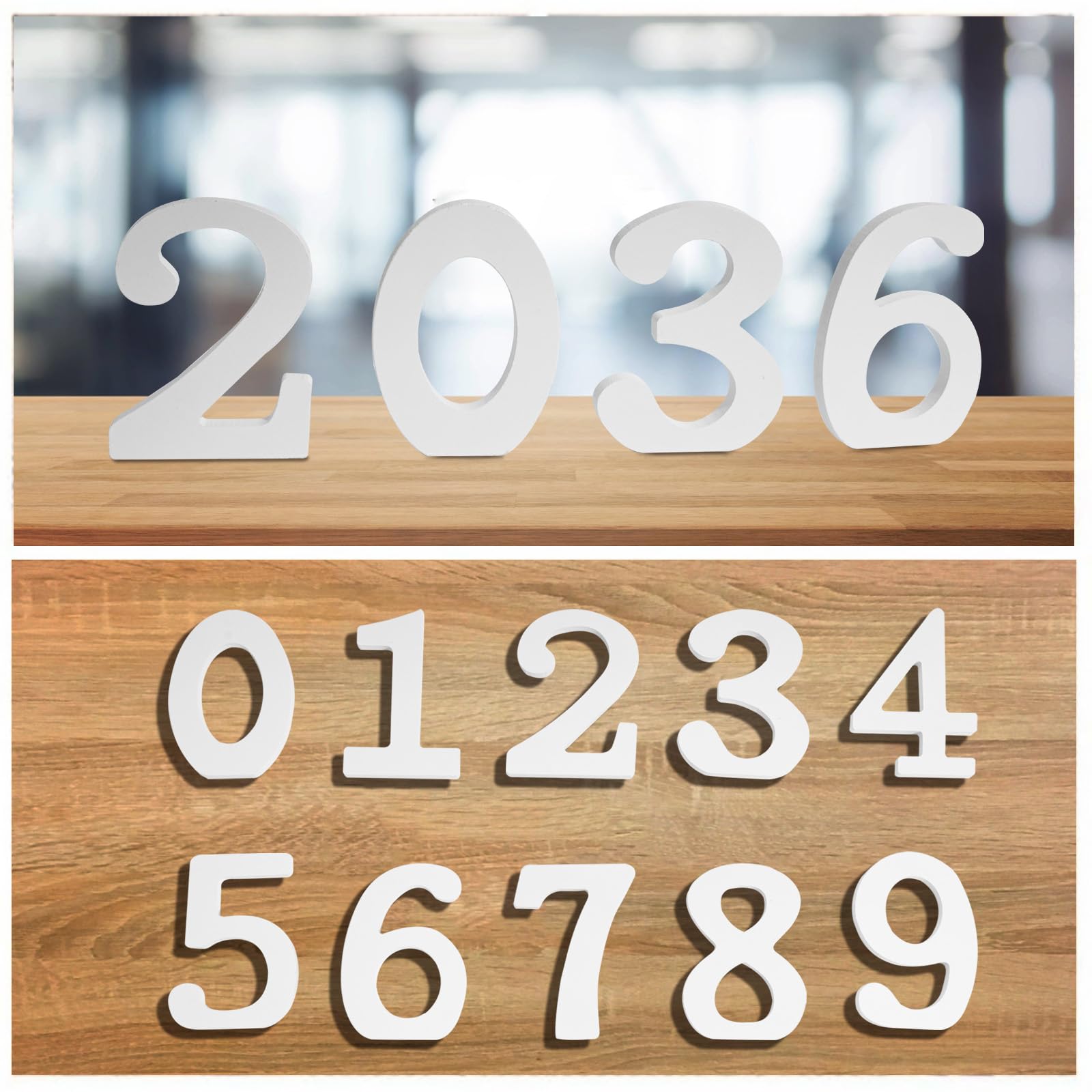 10 numeri in legno bianco da 0 a 9, 10 cm, numeri in legno non finiti per artigianato, decorazione da parete, bar, casa, feste, matrimoni