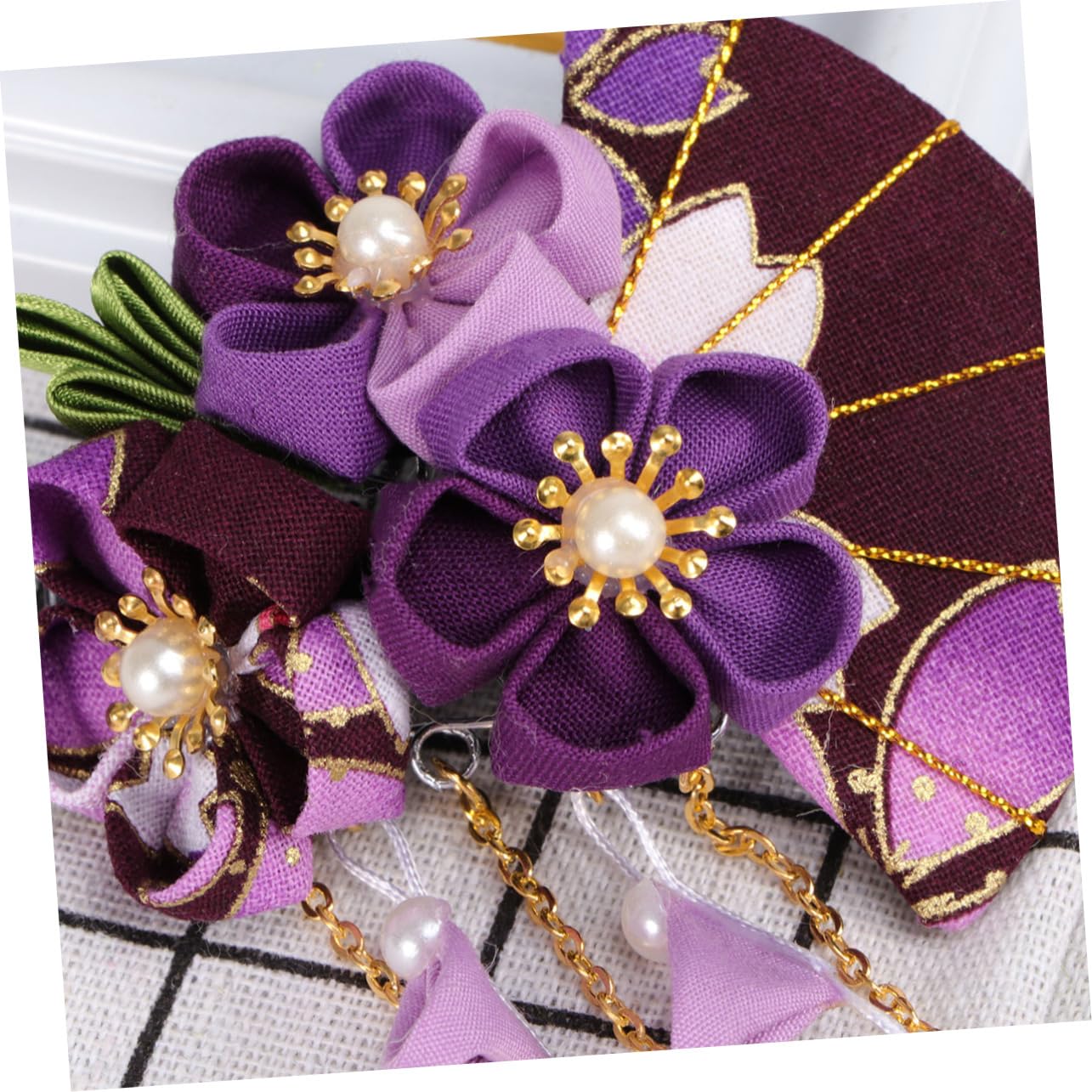 MAGICLULU 3 Piezas horquillas de flores pinza para el cabello con abrazadera lateral horquillas de flor de kimono con borla light hair clips pasador de pelo pasadores de pelo dulce Porcelana