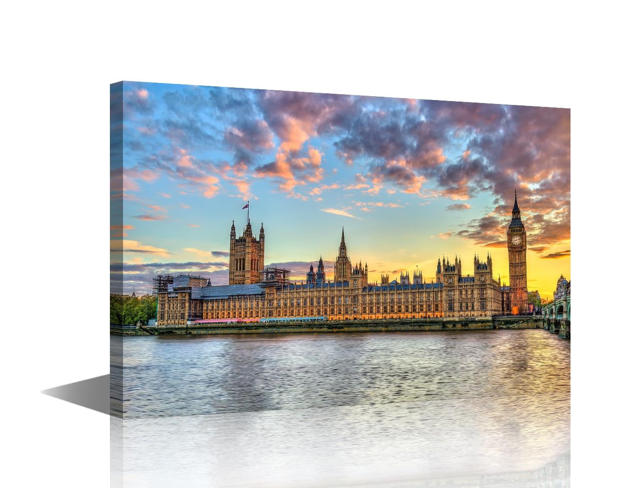 London England Canvas Wall Art The Palace of Westminster Home Decor 1 Piece Houses of Parliament Wall Decorations for Living Room Bedroom Bathroom Office Framed Artwork Ready to Hang (12''Wx 18''H)