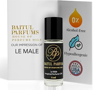 ASMARKET Comparable to JPG Le Male Alcohol-Free Perfume Oil – 8ml Travel Size Roll-On Glass Bottle, Long Lasting Fragrance, 98% True-to-Scent, Clean Scent Perfume, Main Accords - Sweet, Vanilla, Fresh