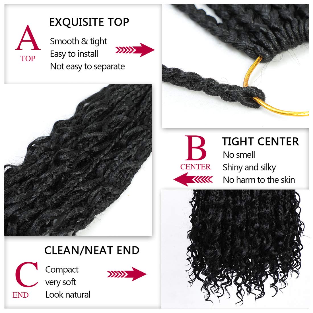 Buy 8 Packs Box Braids Crochet Hair With Curly Ends Goddess Box Braids