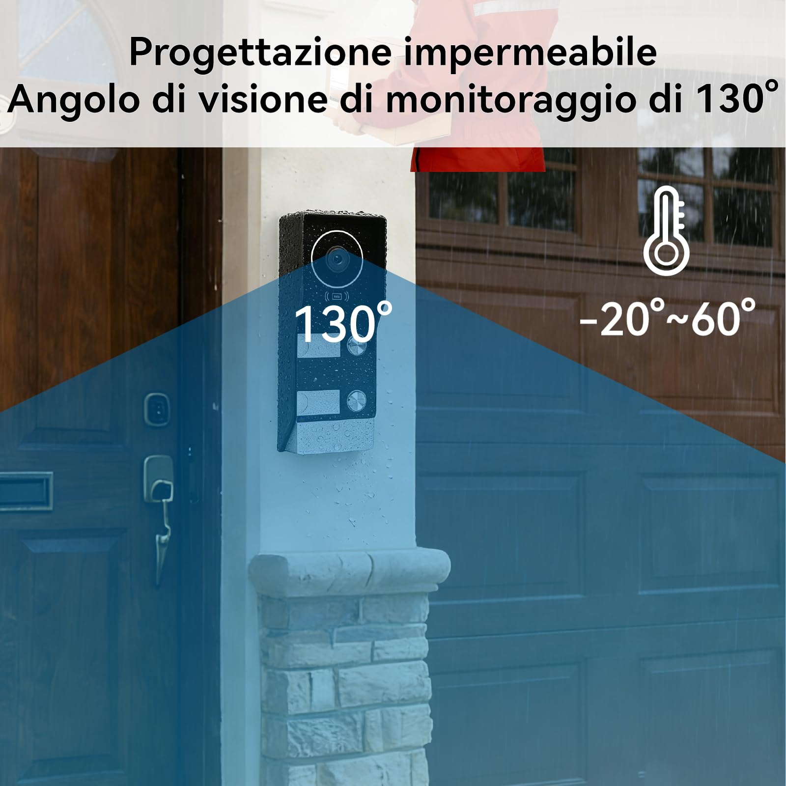 Sistema Videocitofonico Domestico Intelligente, videocitofono cablato con 2 Schermi da 7 pollici, Sblocco Remota, Audio Bidirezionale, RFID, visione notturna,per 2Famiglie
