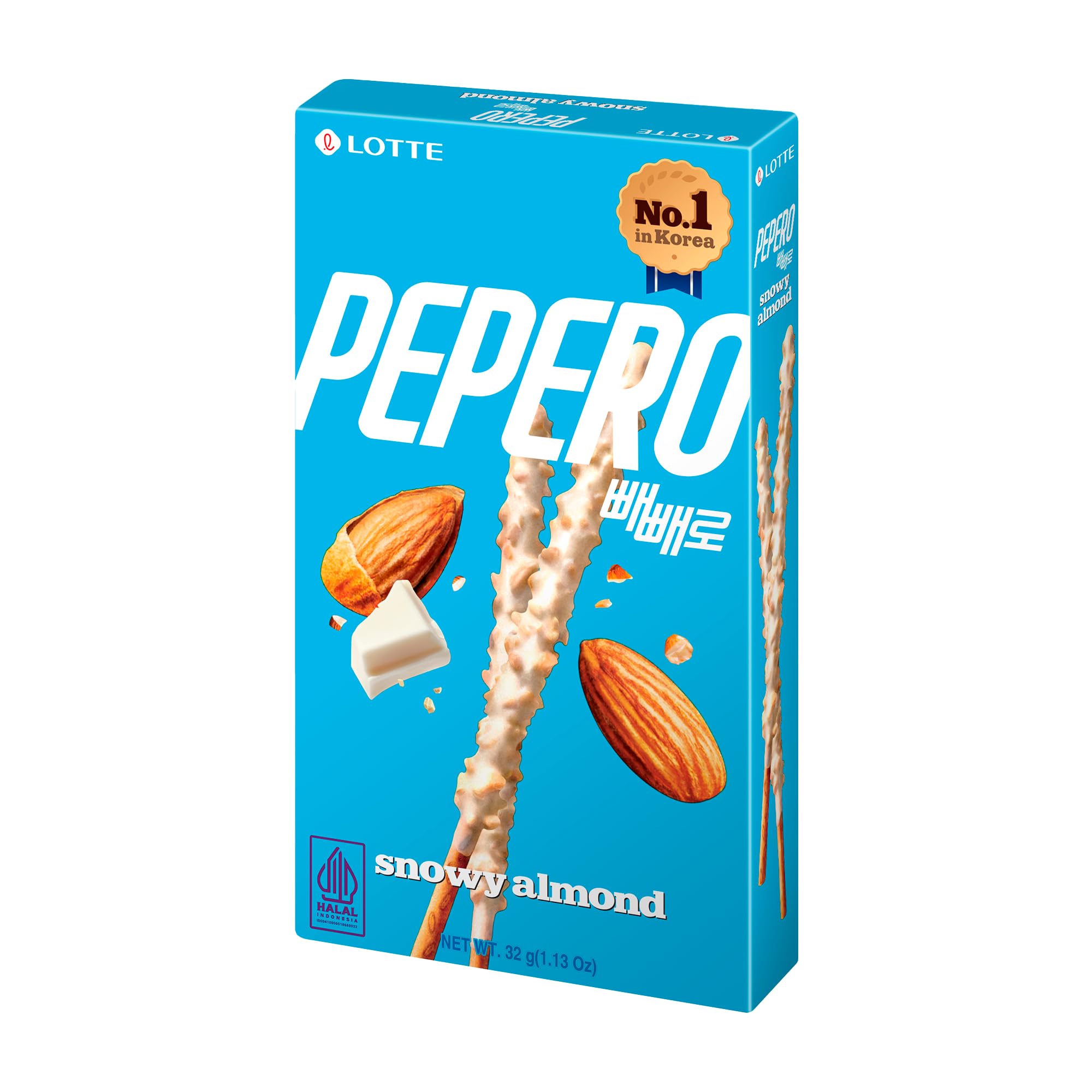 LOTTE PEPERO - Barritas de galleta con almendra y chocolate blanco - Paquete múltiple (40 x 32 g)