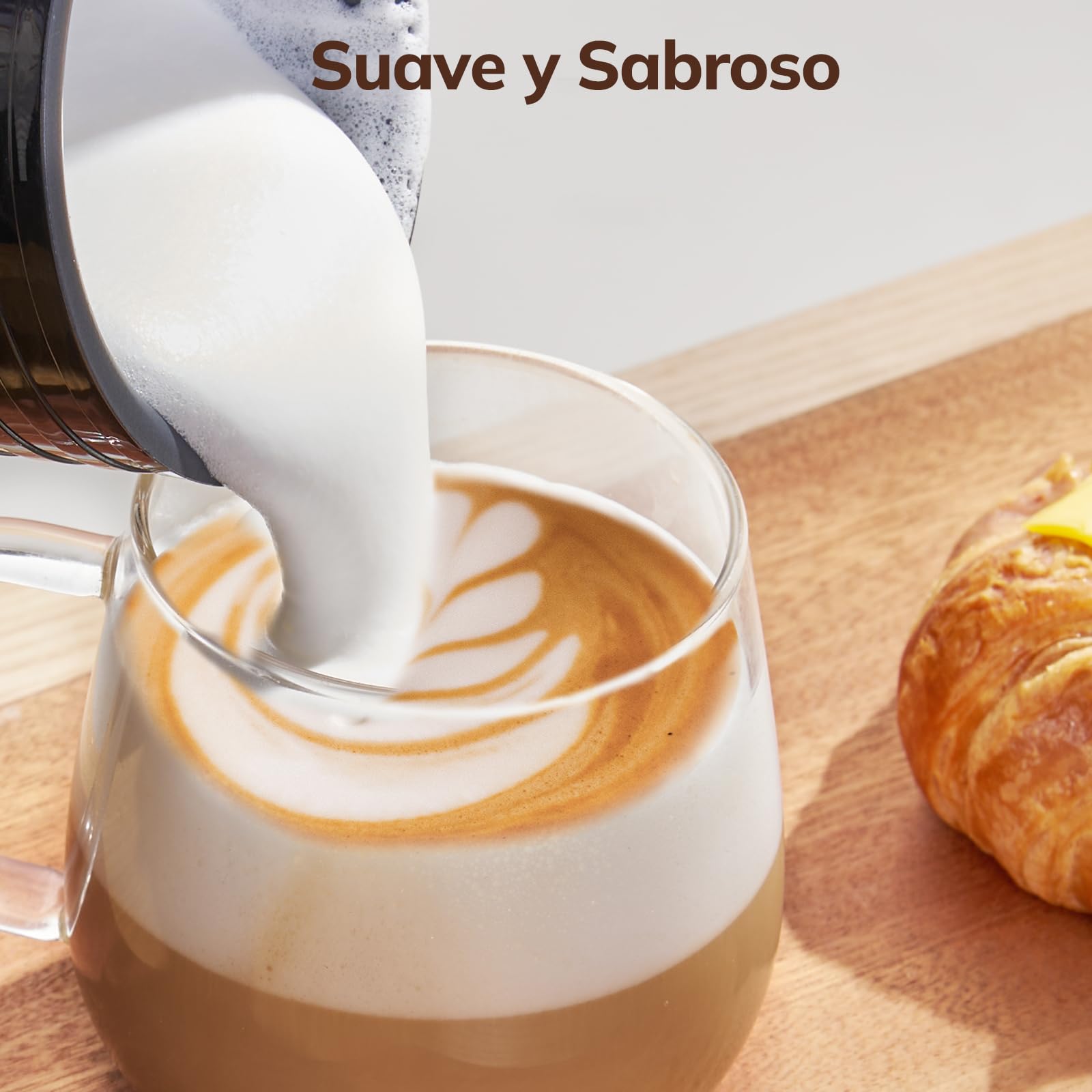 Morpilot Espumador de Leche Eléctrico, Calentador Leche 4 en 1, para Espuma Caliente y Fría, 240ml 400W, Negro