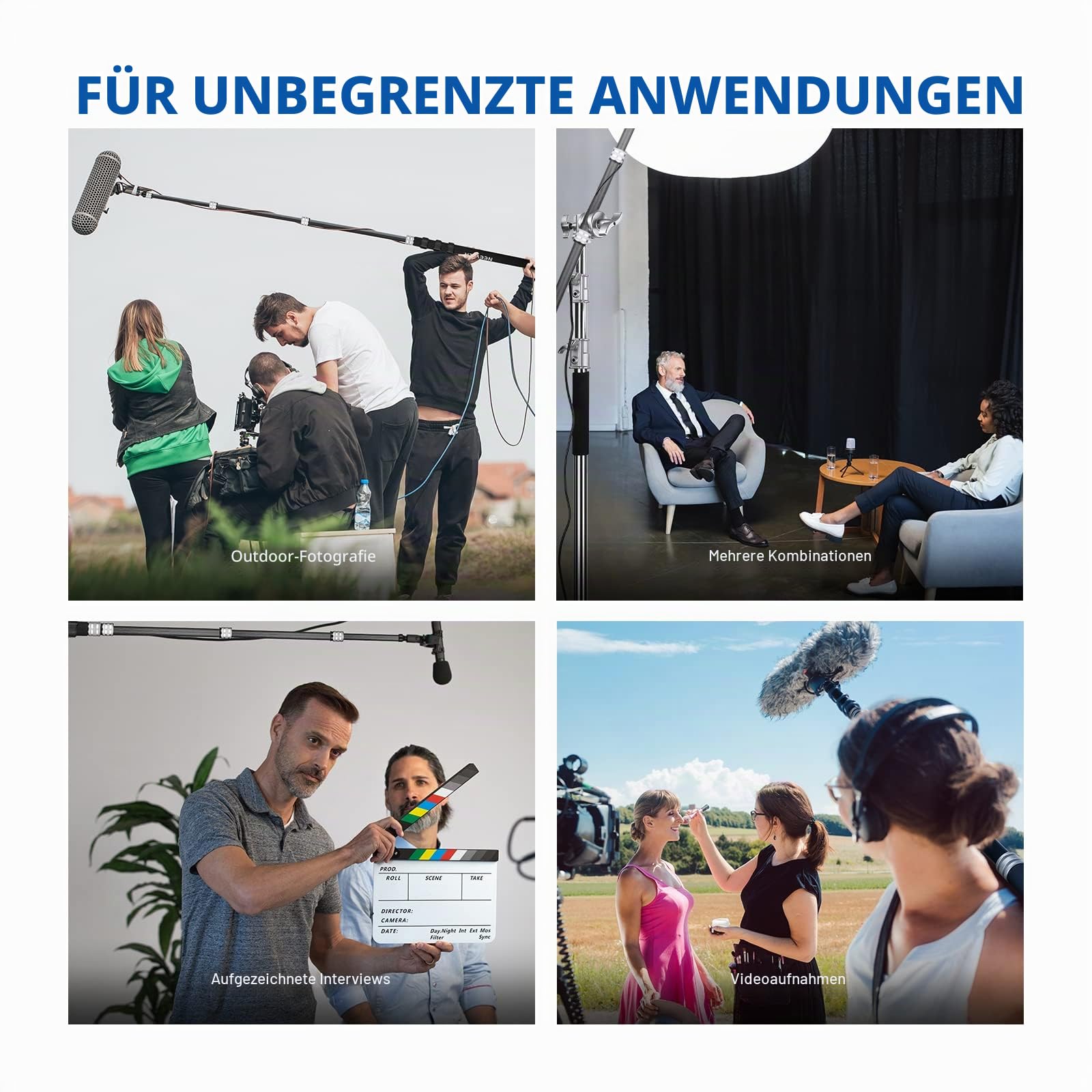 NEEWER Verbesserte Mikrofon Galgenstange, 300cm Teleskop Kohlefaser Mikrofonarm mit 5 Abschnitten, 1/4” 3/8” 5/8” Schraubenadapter, Kabelgurte, Schultergurt und Aufbewahrungstasche,MS-300C