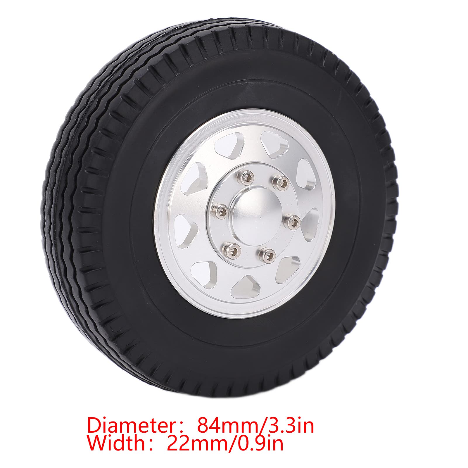 Metalowe konto metalowe 2PCS z gumowymi oponami o szerokości 22 mm dla Tamiya 1/14 RC Traktora ciężarówki (Silver)