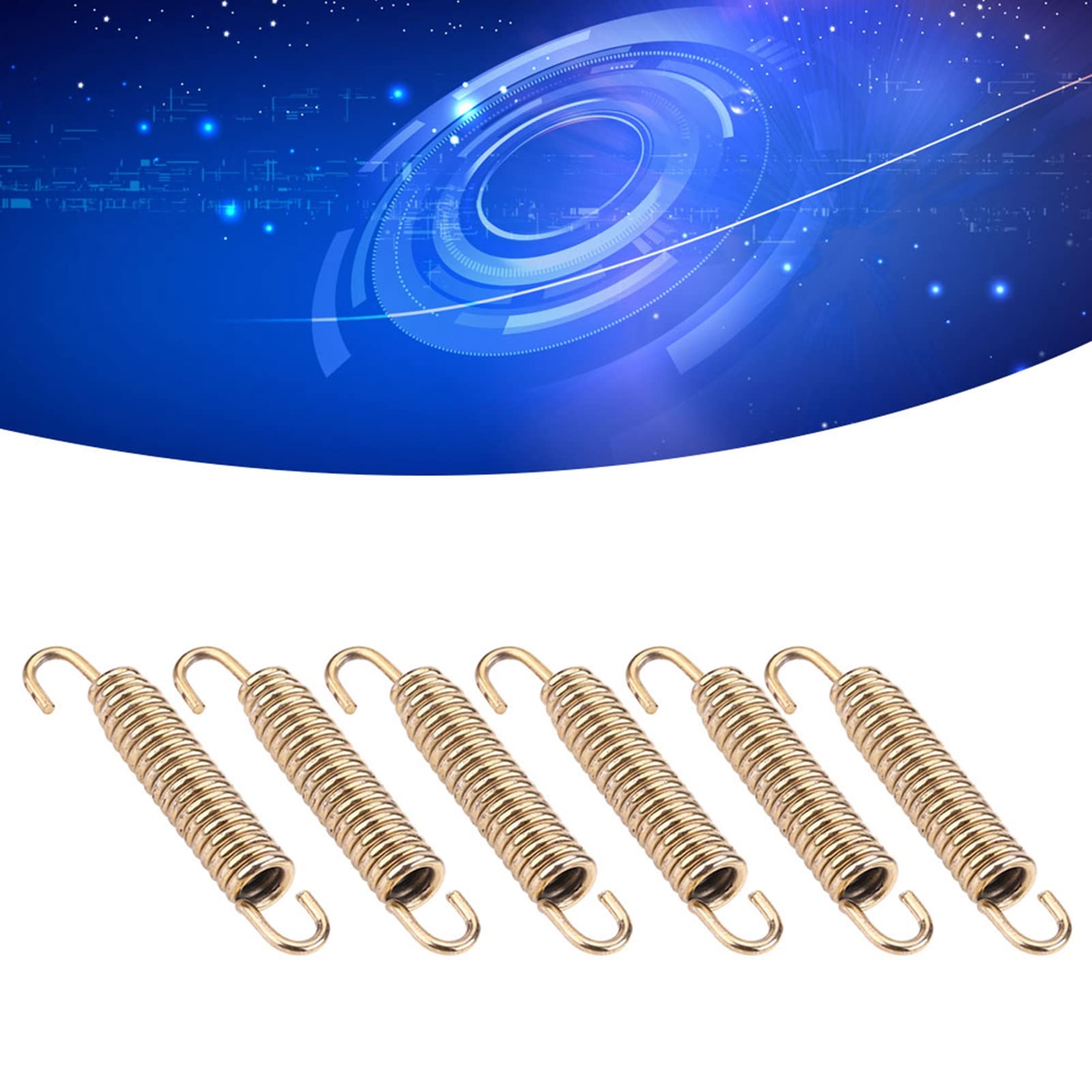 Qiilu Gancio di scarico a molla, QL04341 6 pezzi in acciaio inox silenziatore tubo di scarico ganci a molla per moto motorino atv(Gold)