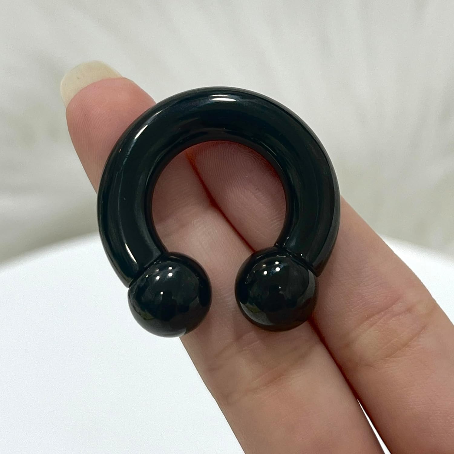 1PC Surgical Steel PVD Plated Internally Threaded 12G-00G Black Circular Ring Horseshoe Barbell Piercing Jewelry 12mm-19mm
