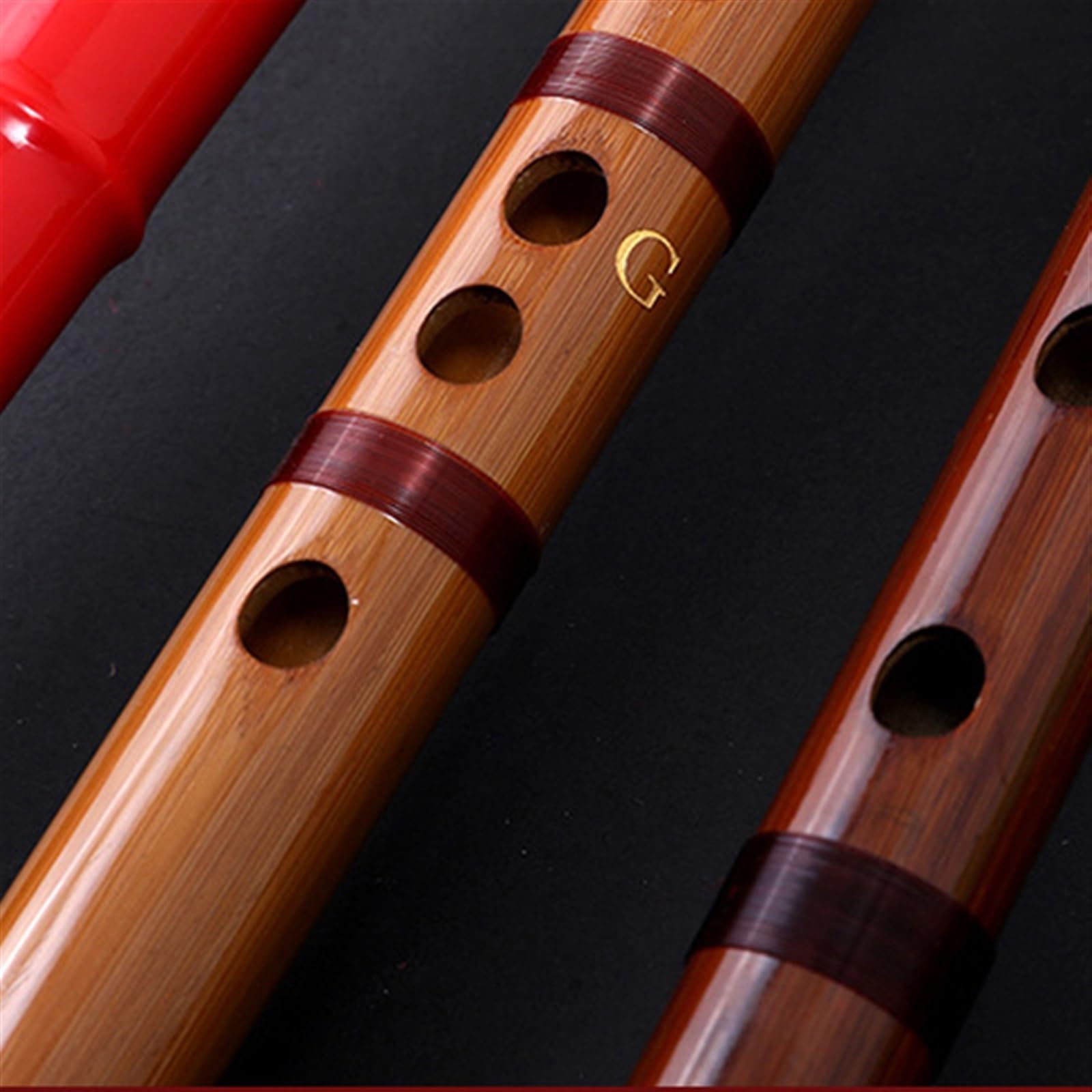 Flauta De Bambú Flauta Vertical Flauta Profesional De Bambú Amargo Alto De 6 Orificios Para Principiantes Con Base Cero(Red,E Key)
