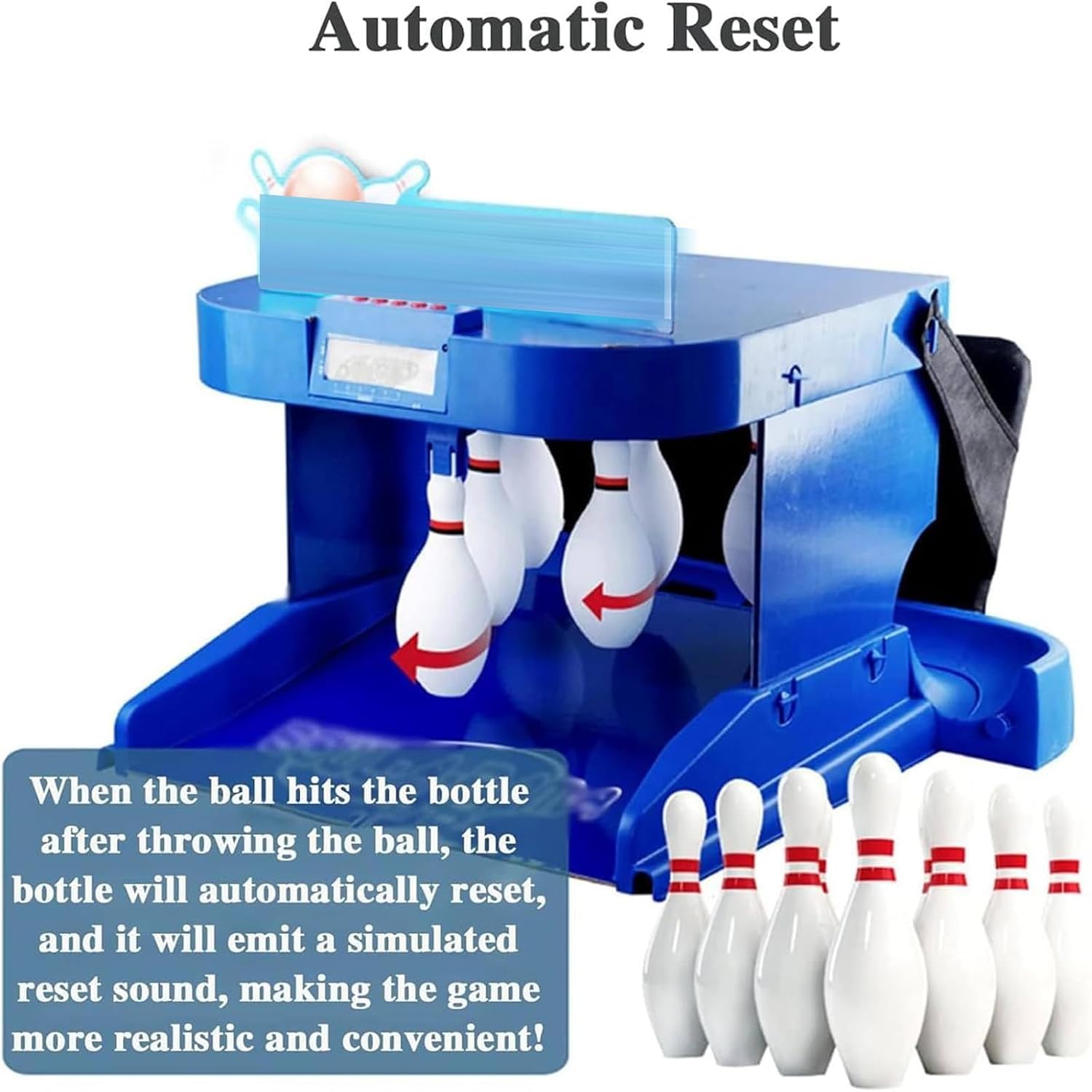 Gioco Elettronico di Bowling, Console per Giochi Sportivi di Bowling da Interno, Set da Bowling per Bambini, Pista da Bowling per La Casa, con Ripristino Automatico/Illuminazione/Effetti Sonori