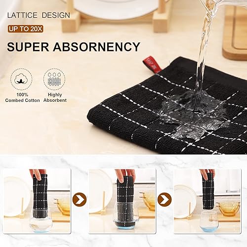 Miniatura 3 de Mordimy Paños de cocina de tela de toalla de 100% algodón, toallas de cocina suaves y absorbentes, trapos de secado rápido para lavar platos,