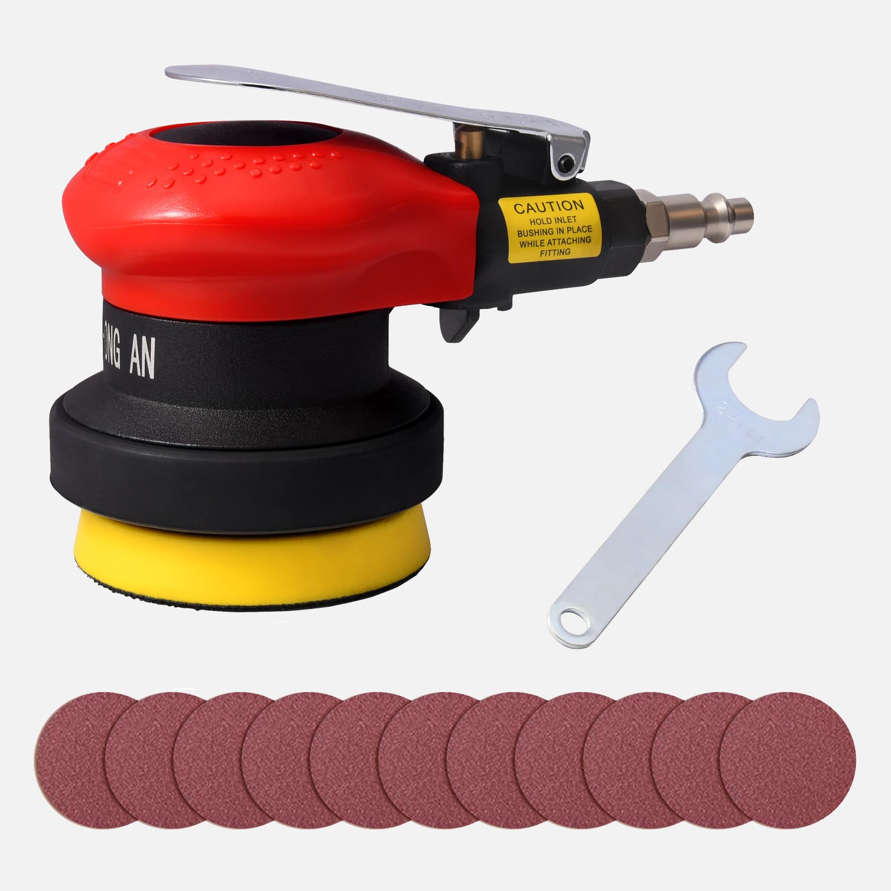 3 inch Mini Random Orbital Sander Pneumatic Palm Sander For Wood Composites Metal Polishing and grinding with 10 sandpapers