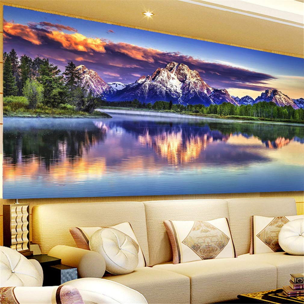 Nicole Knupfer DIY Diamond Painting 5D Diamant Painting Naturlandschaft Landschaft Set Full Drill Stickerei Groß Bilder Diamonds Malerei für Home Wand Dekor (A,120x50cm)
