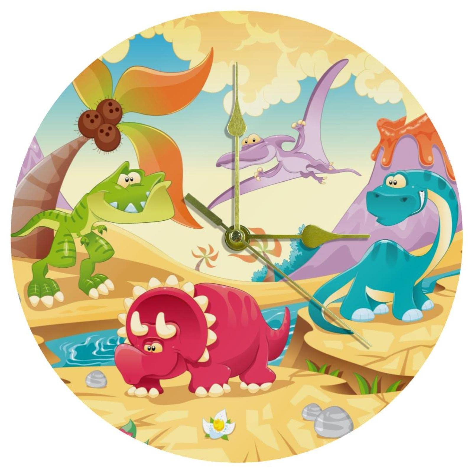 Horloge murale dinosaure silencieuse pour décorer la salle de classe ou le bureau
