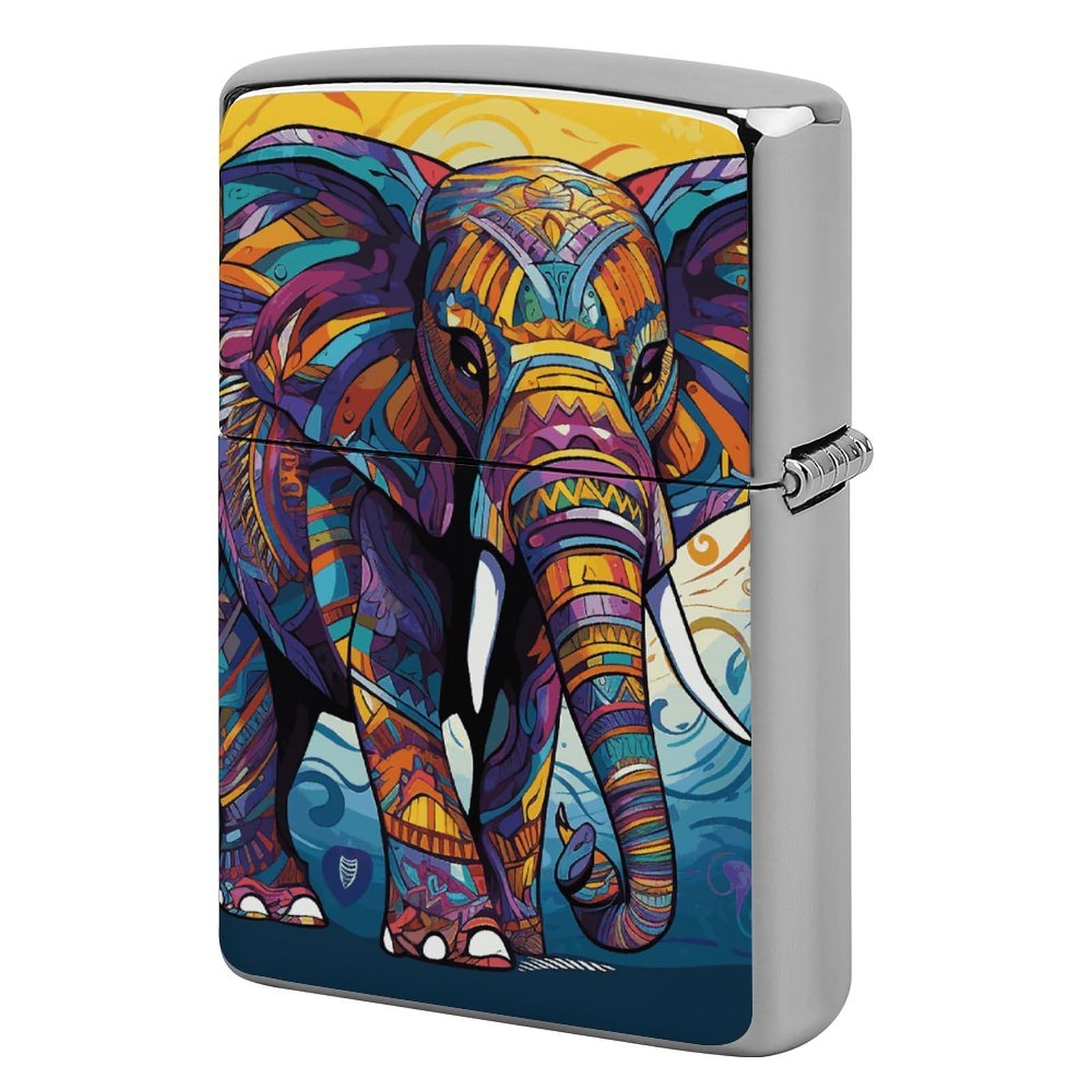 Colorful Elephant Lighter Case for Men, Personalized Lighter Cover for Valentine's Day Gifts, Flip-Top Lighters Shell for Outdoor, Portable Lighters Protective Sleeve