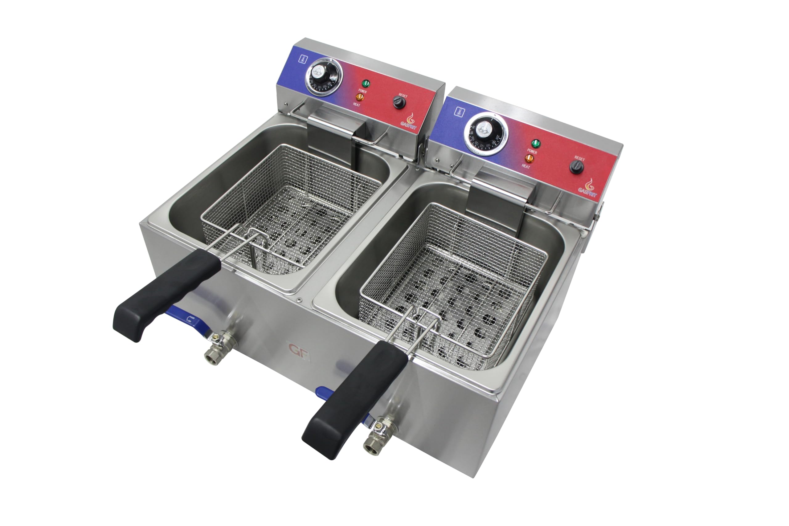 Freidora Eléctrica Profesional Industrial de Acero Inoxidable con Grifo | 10 L o 20 L (10+10) | Zonas Frías | Alta Potencia (10L+10L)