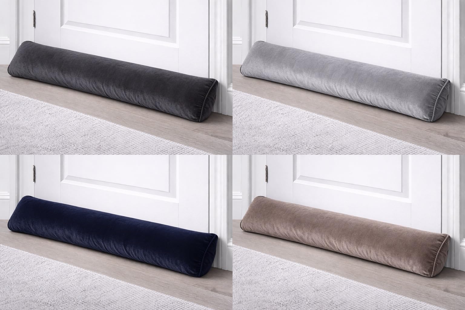 Haani Plum Crushed Velvet Fabric Draught Excluder Decorative Simple Door Or Window Draft Guard, Energy Saver. Noise, Dust, Door & Window Wind Blocker (Plum)