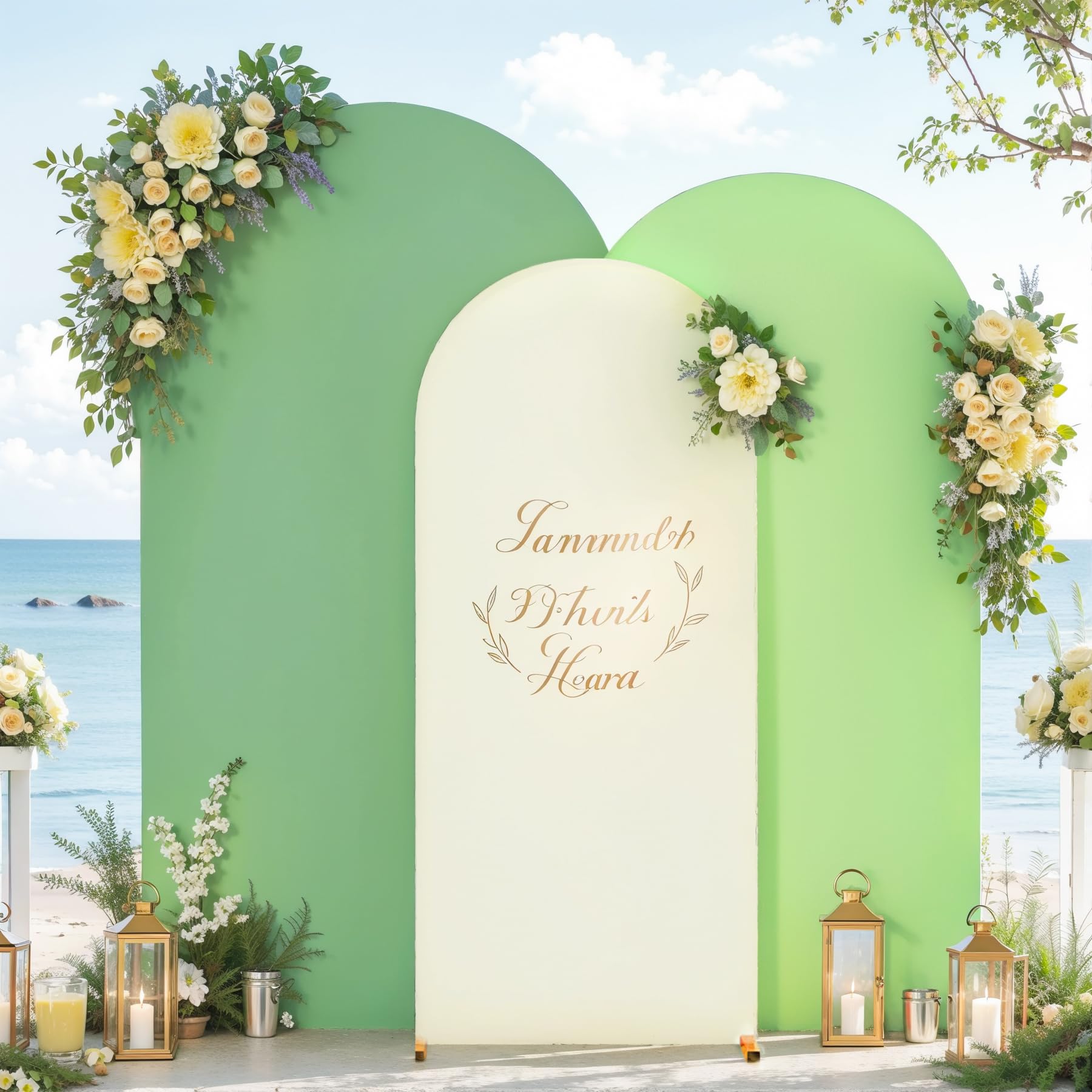 Ivory Green Arch Backdrop Cover Set of 3 Party Wedding Arch Covers Stretchy Backdrop 6FT 6.6FT 7.2FT Decorations Baby Shower Bridal Shower Photo