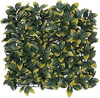Vista 10 de E&K Panel de valla de plantas artificiales de 20 x 20 pulgadas, hojas sintéticas, césped, panel decorativo para interiores y exteriores