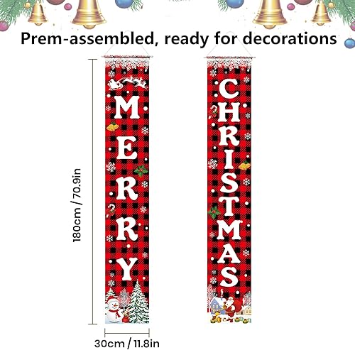 Miniatura 4 de Decoraciones de Navidad, cartel de Feliz Navidad, letrero de puerta de porche, cartel de bienvenida para pared, hogar, fiesta, decoración de