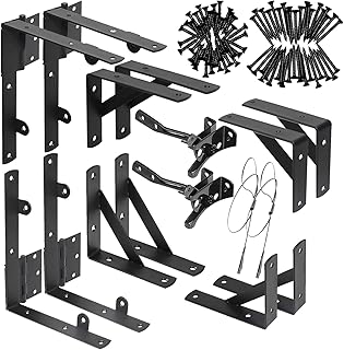 2 Sets Fence Gate Kit Gate Hardware with Gate Latch, Gate Corner Brace Brackets Heavy Duty Anti Sag Gate Frame Hardware Kit with Gate Hinges for Wooden Fences, Driveway Gates, Shed Doors, Corral Gates