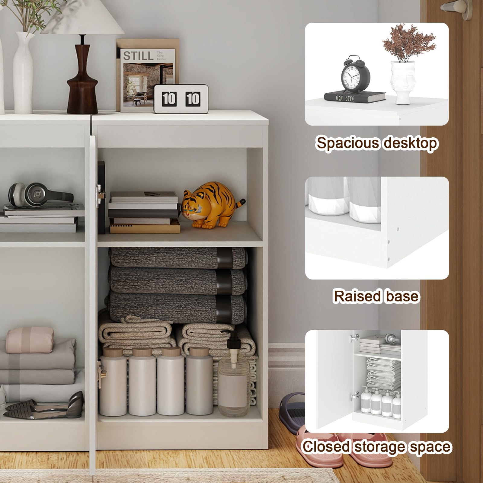 Cassettiera, Mobile di Ripostiglio con 1 Anta, Larghezza 40 cm, Per Soggiorni, Camere da Letto, Camere dei Bambini e Uffici. Bianco, 40 cm x 40 cm x 75 cm