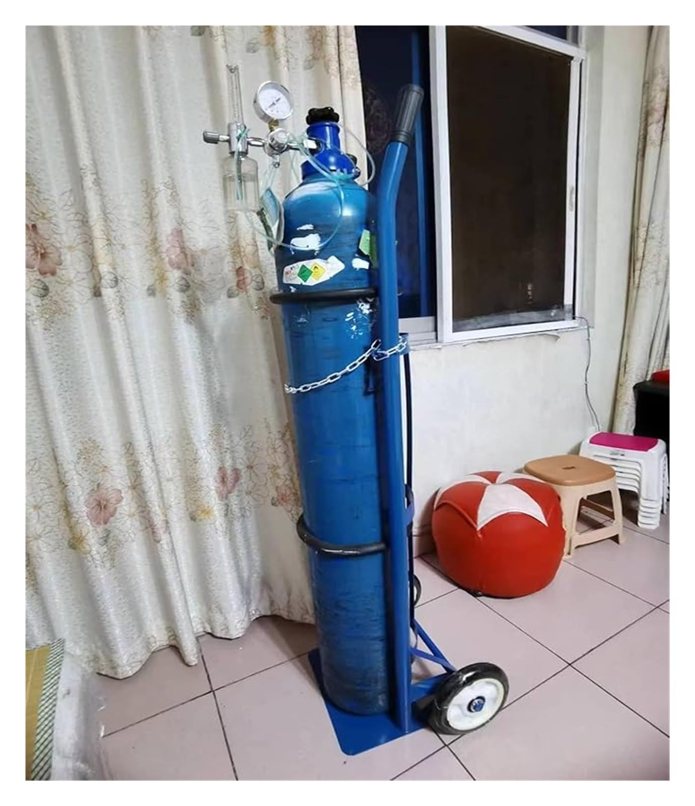 Chariot pour bouteilles d'oxygène support de rangement en acier à roulettes