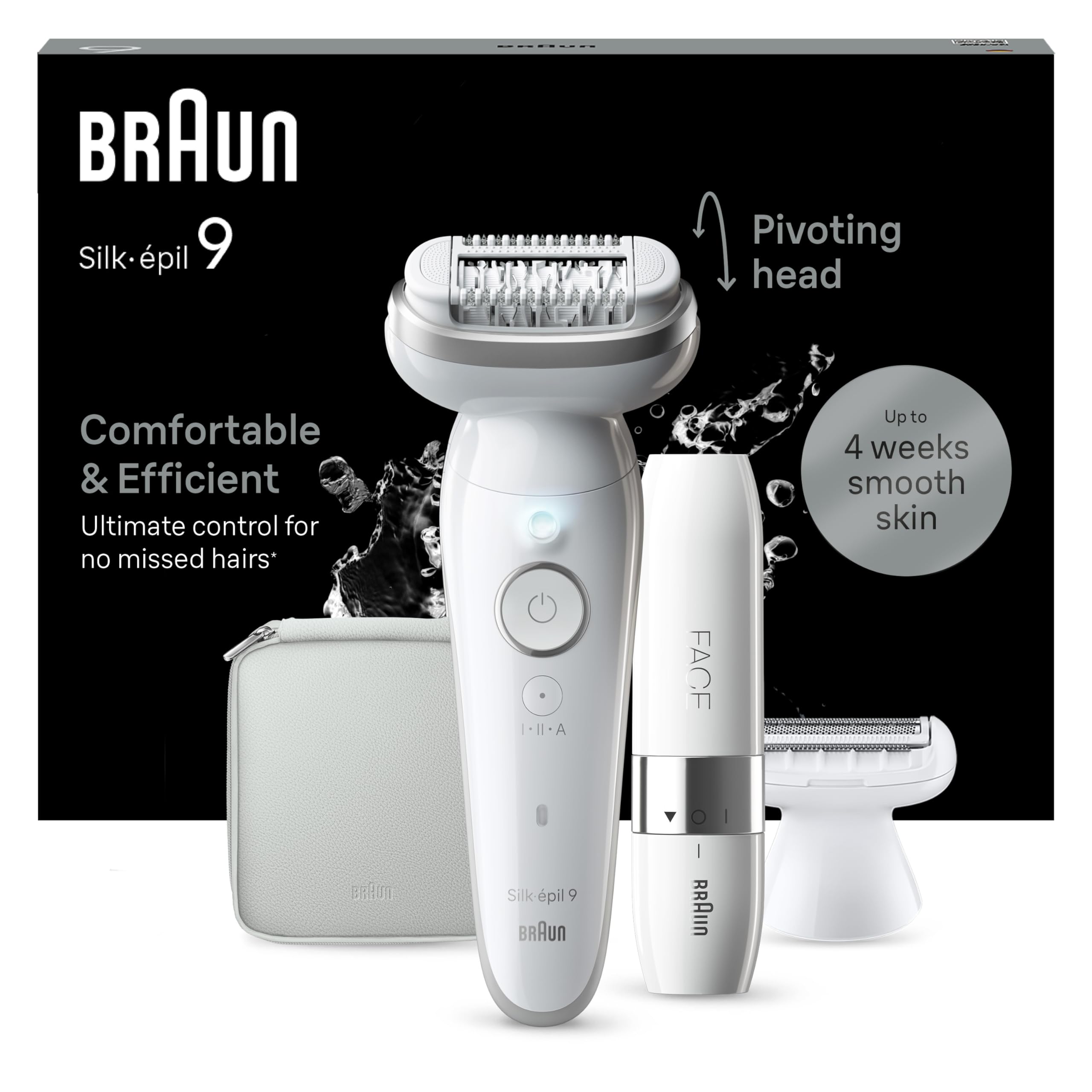 Braun Silk-épil 9, Depiladora Eléctrica Para Una Eliminación Del Vello Fácil, Piel Suave Duradera, 9-041, Blanca/Plateada GreenCircle Certified: Certified Energy Savings