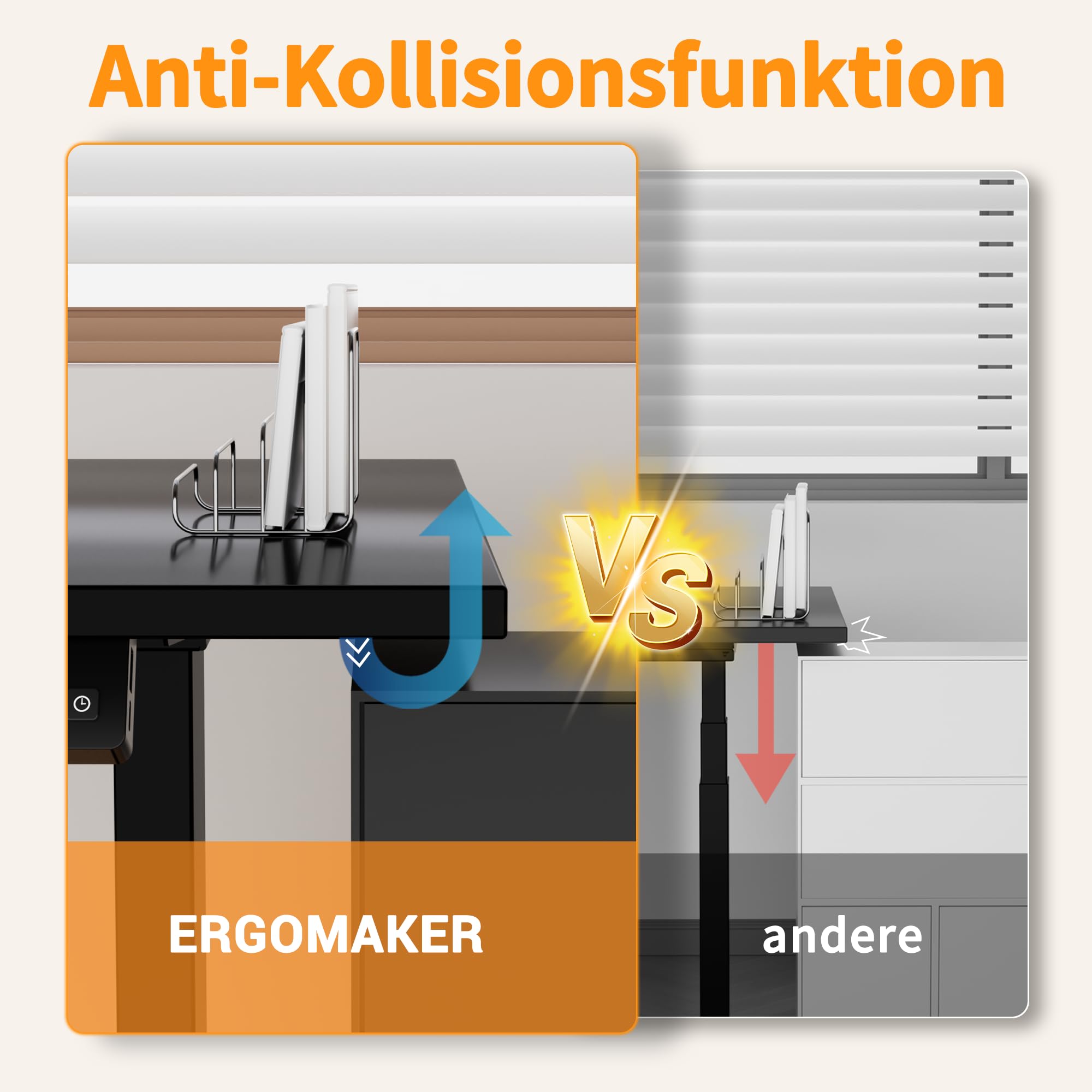 ERGOMAKER Höhenverstellbarer Gestell mit 2 starken Motoren, höhenverstellbarer Schreibtisch Gestell mit 2 Memory-Steuerung, Dualmotor Tischgestell höhenverstellbar mit 2 USB Ladeanschlüssen(schwarz)