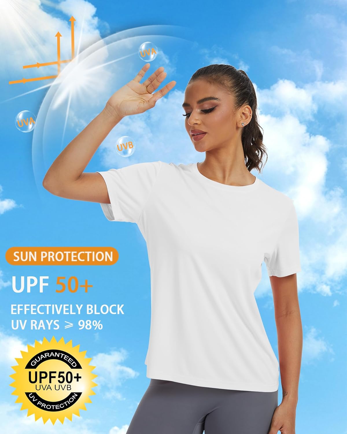 Women's Short Sleeve T-Shirts UPF 50+ UV Protection Quick Dry Shirts for Workout Hiking Running Rash Guard Tops - Image 4