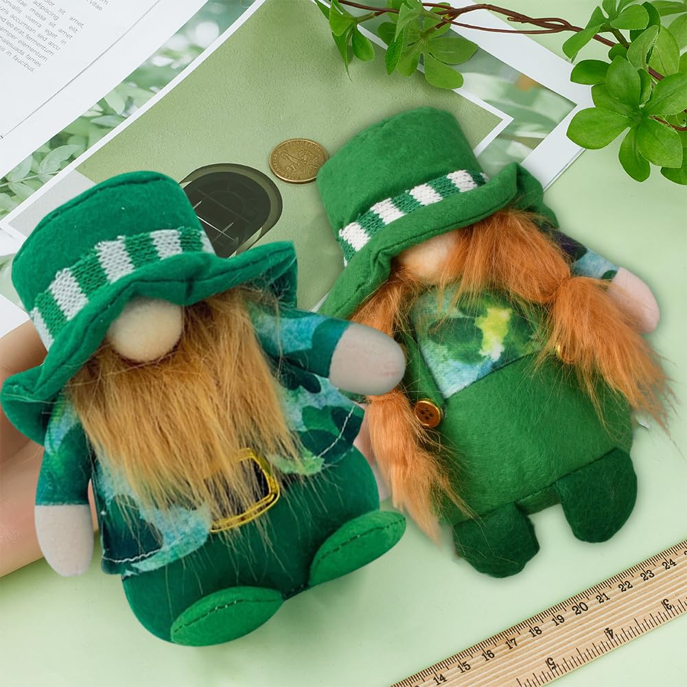 GORGECRAFT 2 Stili Gnomi Del Giorno di San Patrizio Decorazioni per Bambole di Peluche Cappelli Verdi Irlandesi Folletto Trifoglio Fortunato Quadrifogli Statuetta Nana Mr e Mrs Coppia di Anziani Ornam