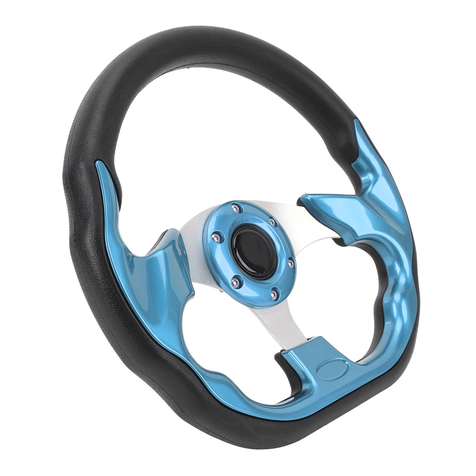 Elegante Volante per Auto Blu PU 13 Pollici - Impugnatura Migliorata, Ruota Sportiva Resistente all'impatto Facile Installazione Nei Veicoli (BLUE)