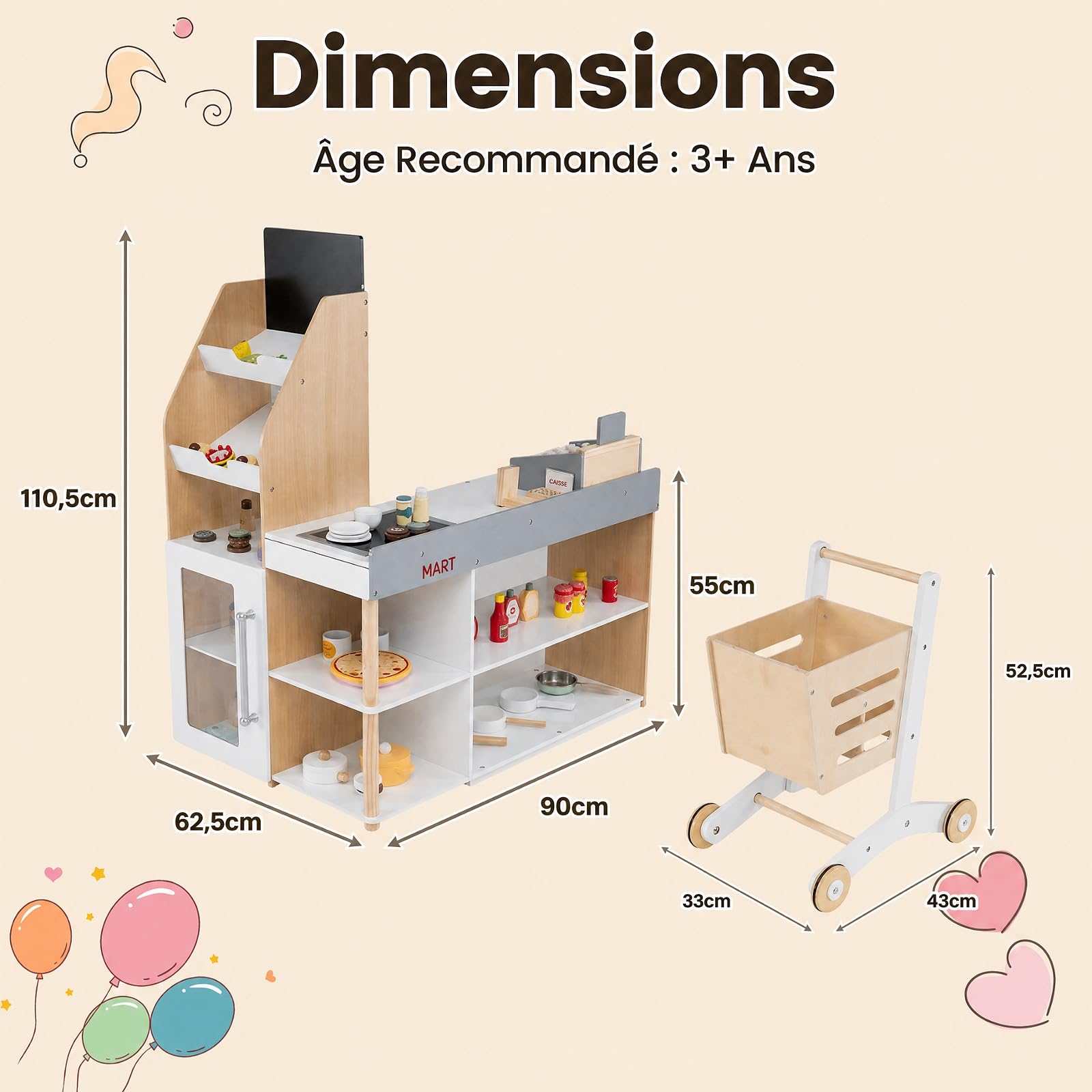 COSTWAY Marchande Enfant avec Comptoir de Caisse & Tableau Noir