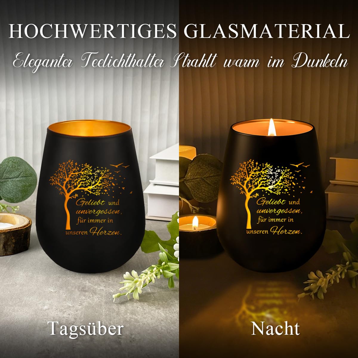 Trauerlicht Mit Gravur - Windlicht "Für Immer In Unserem Herzen" Weiß