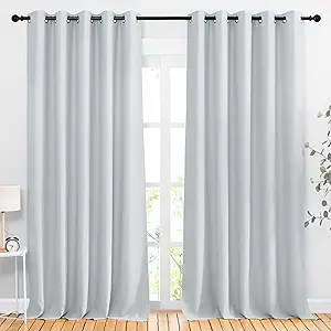 NICETOWN Patio Door Curtain Vertical Blinds, Grommet Room Darkening Curtain Thermal Drape Extra Long Sound Dampening for Living Room/Bedroom (Greyish White, W66 x L102, 1 Panel)