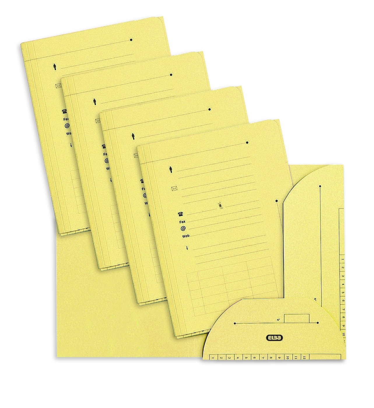 L'Oblique AZ Sub-Folders 2 Flaps Kraft Paper 240 g Pack of 25 Yellow