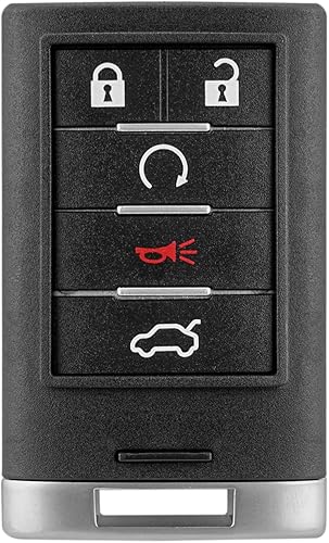 Miniatura 4 de Reemplazo de llavero remoto compatible con Cadillac CTS 2008-2015 STS 2008 - 2011 M3N5WY7777A 5 botones (paquete de 2)