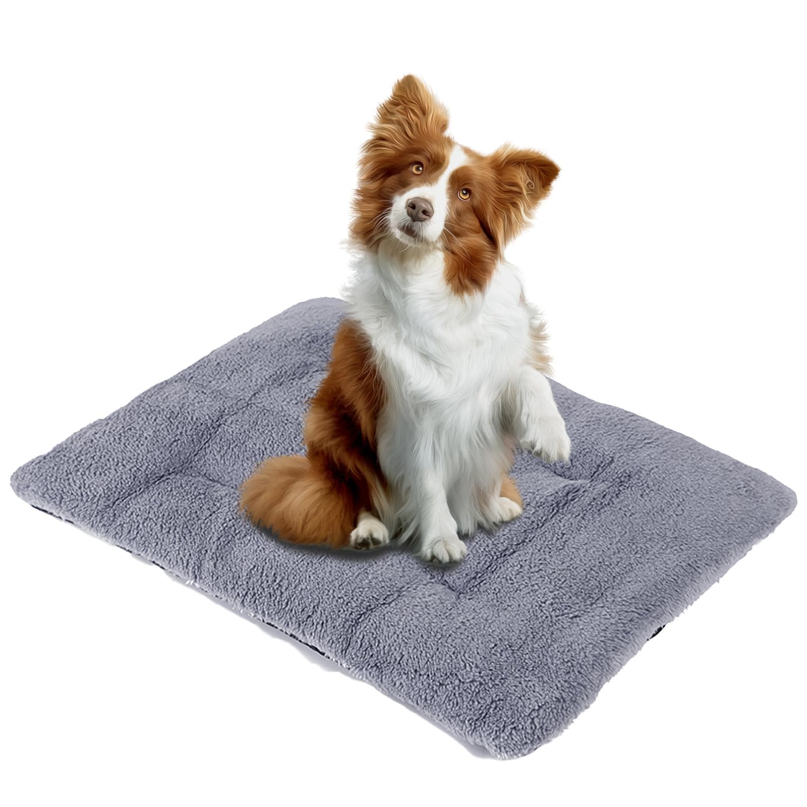 Hi SproutSelf Warming Pet Pad, Super Soft and Self Heated Pet Kennel Pad for Large Cats or Dogs, Anti-Slip Thermal Pet Crate Bed Mat for Sleeping(Gray, L)