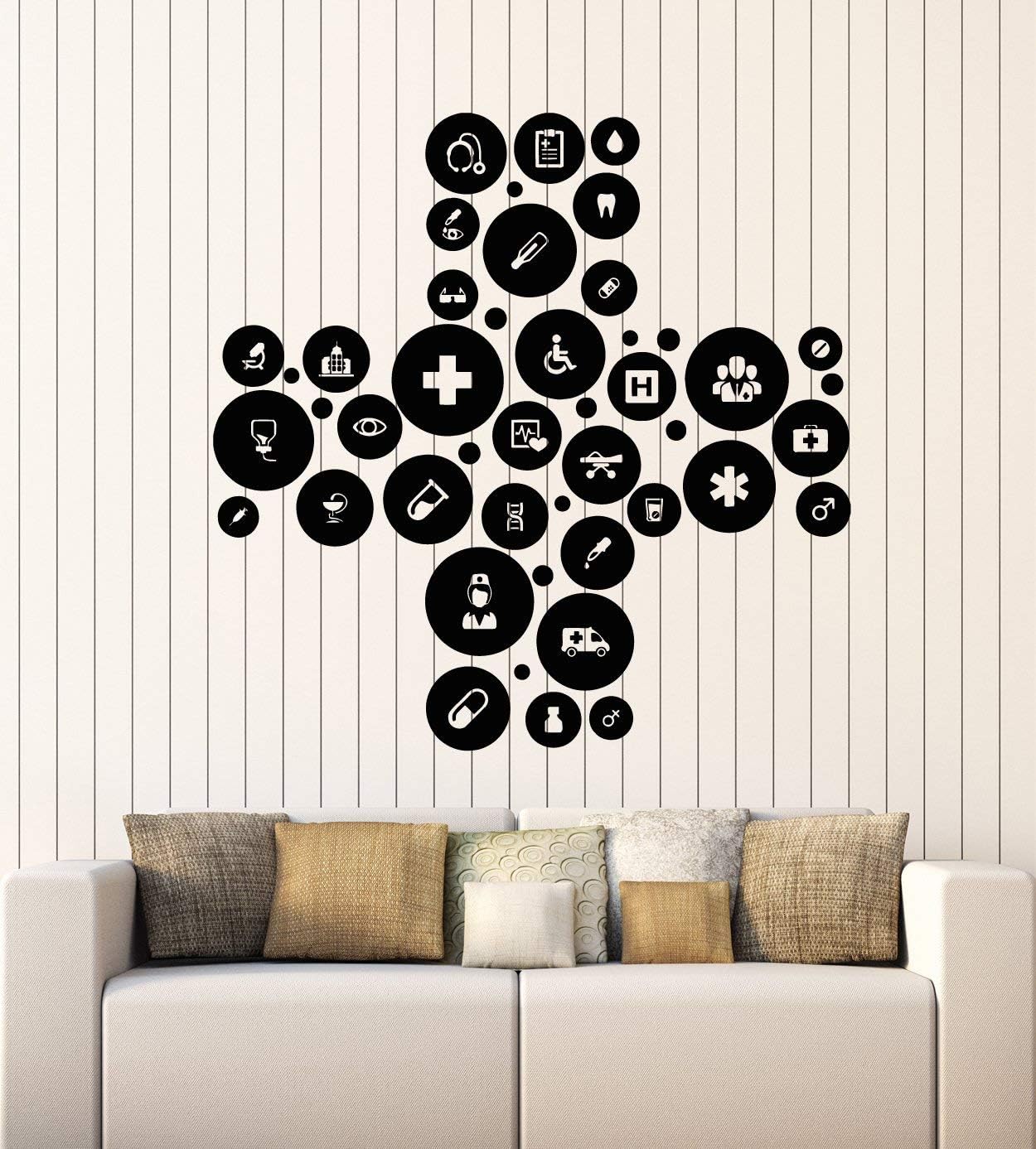 WallStickers4ever Vinyl Wall Decal Clinical Hospital Medical Cross Health Icons Stickers Mural Large Decor (g5295) Black