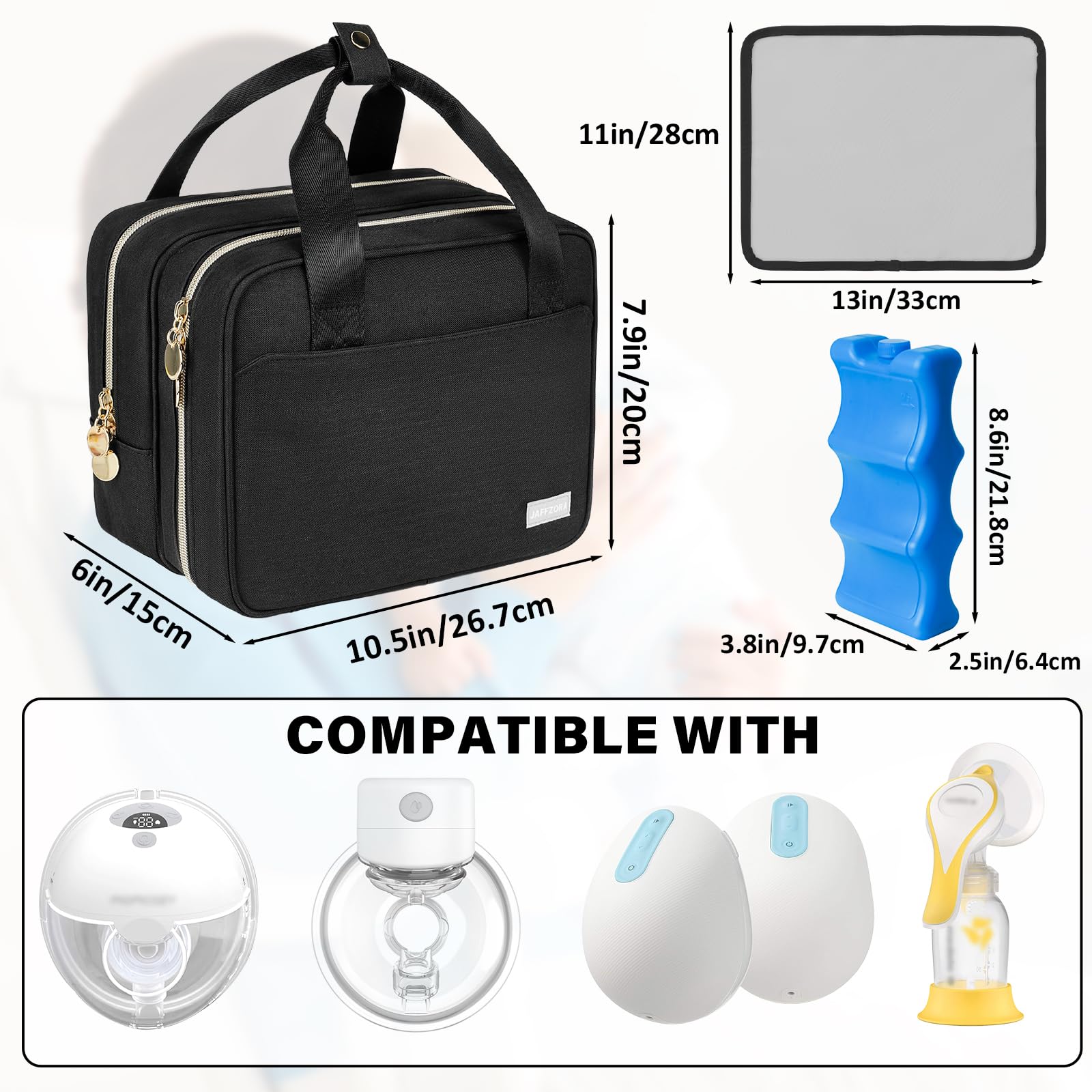 Jaffzora Breast Pump Storage Bag with Cooler Compartment, Wearable Pump Carrying Case Compatible with Momcozy M5/S12 Pro - Image 3
