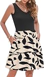 WNEEDU Womens Summer Dress 2026 Sleeveless Dress V-Neck Casual Flowy Tiered Swing Dresses with Pockets