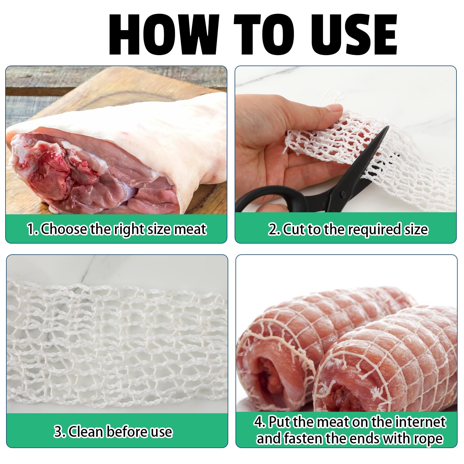 5m Elastic Meat Netting Roll – Butcher Twine Net For Cooking Ham, Turkey, Sausage (Size 18)