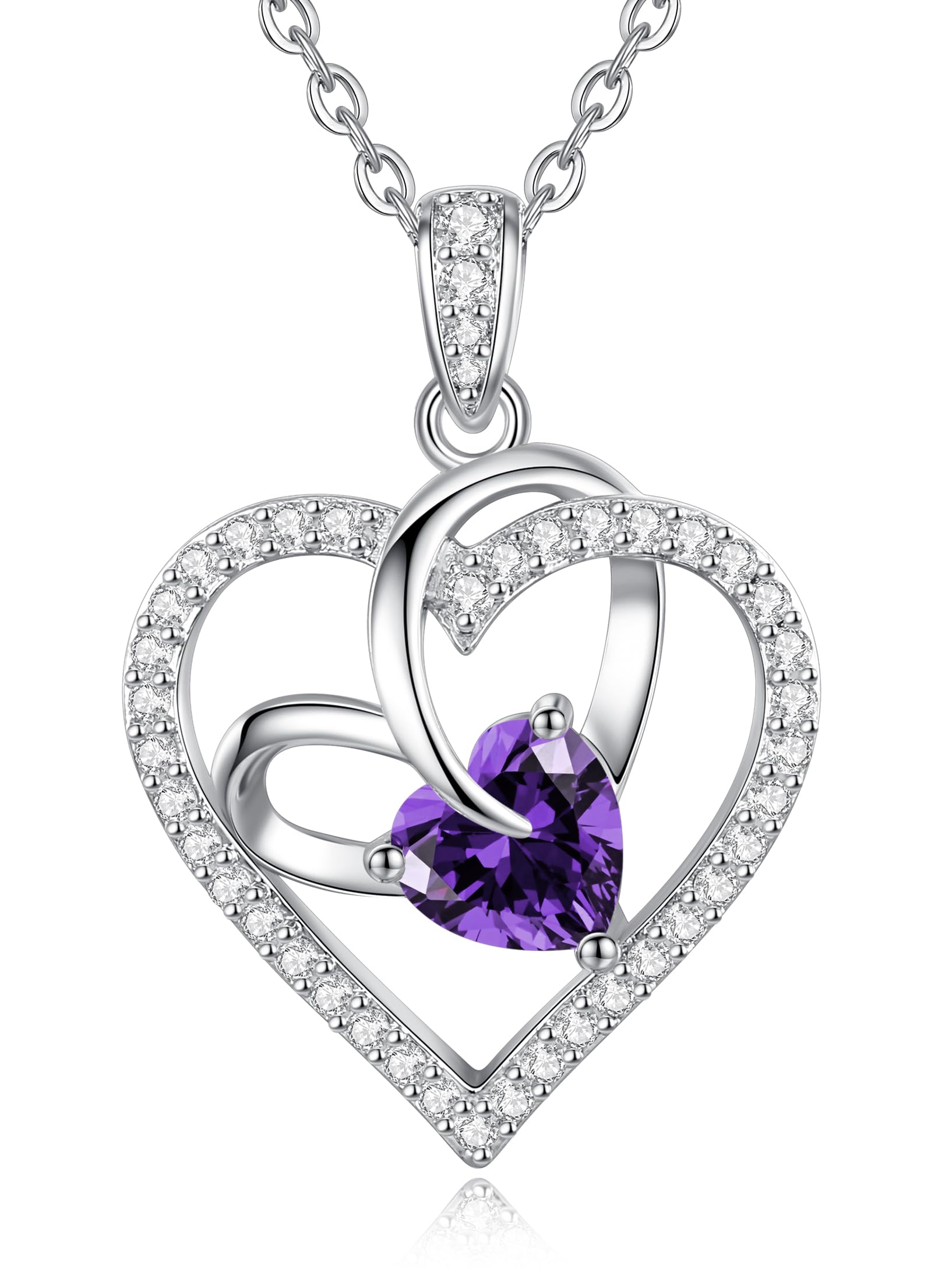 CDE Kette Damen Ewigkeitsherz Herzkette Rosegold Rhodinierung Halskette für Frauen Geburtsstein Herzanhänger Schmuck Geschenke für FrauenSie zum Muttertag Geburtstag Valentinstag Weihnachtsgeschenke
