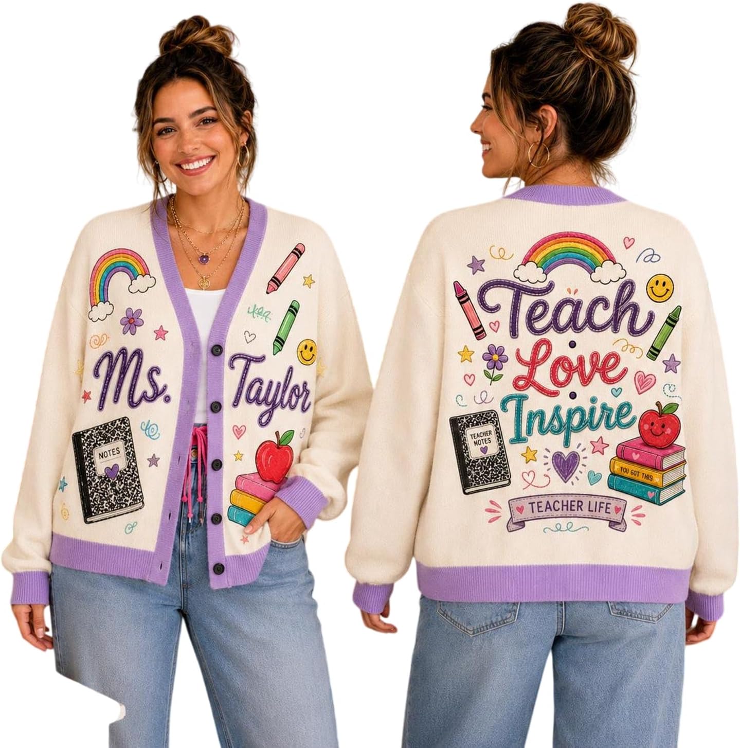 Personalized Teacher Grade School Cardigan for 1st/2nd...Grade
