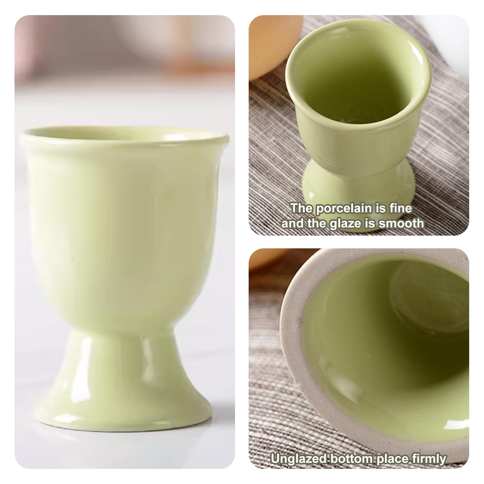 Set Di 6 Portauova In Porcellana – Colore Grigio, Con 6 Cucchiai – Lavabili In Lavastoviglie, Regalo Ideale Per Pasqua - 3