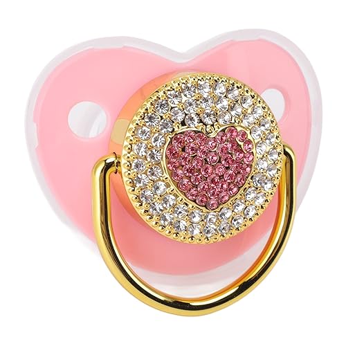 Chupete de bebé brillante con forma de corazón, diamantes de imitación brillantes, chupete para bebé, chupete suave y ligero para bebé, regalos para