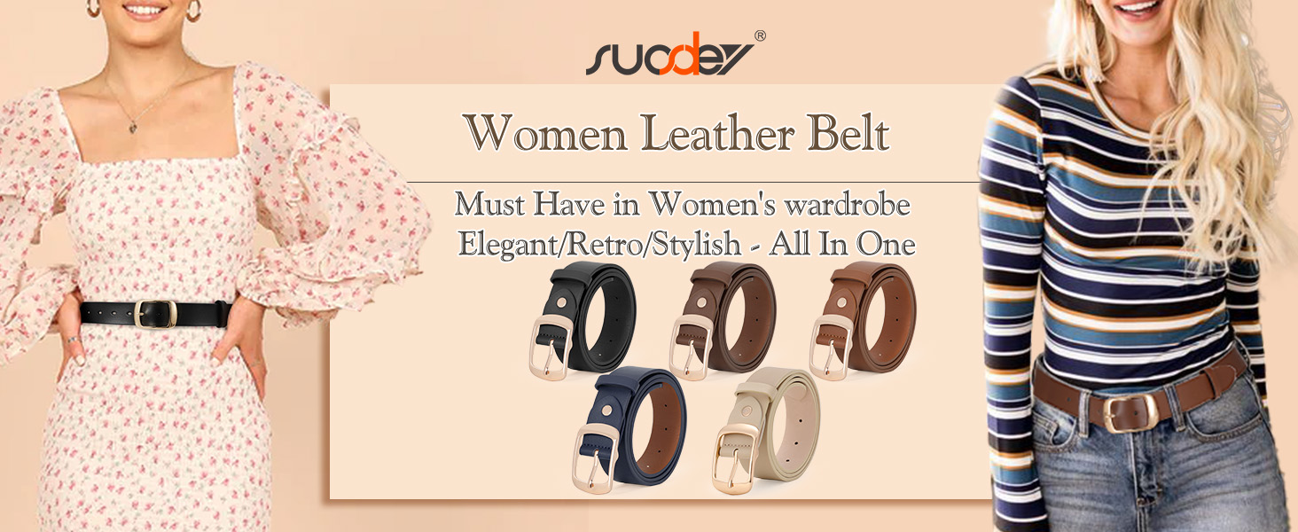 8562 Women\'s 1.25 Inch Leather Belt, Stylish Fashion Accessory For Everyday Full-Grain Leather Belt-1.25-Inch wide- Dress belt – Oowee  main image 2