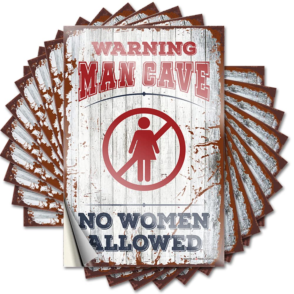 Room Decore Decals Durable Bumper | Warning Man Cave No Women Allowed Rock Self Adhesive Sticker for Gamer DIY(12X18CM)