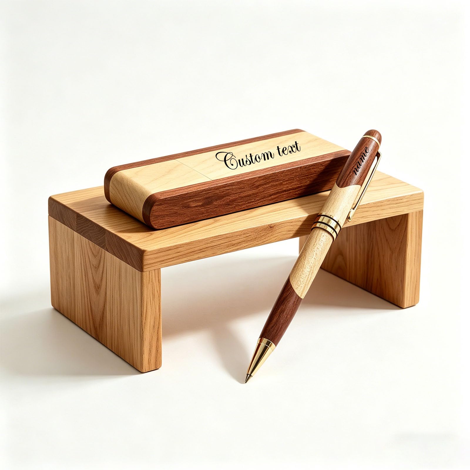 Personalised Wooden Ballpoint Pen Set with Name, Custom Engraved Pen with Gift Box, Custom Engraving Pen, Personalised Ink Pens with Name for Men Women Teacher Business Gift (Personalised Pens 3)