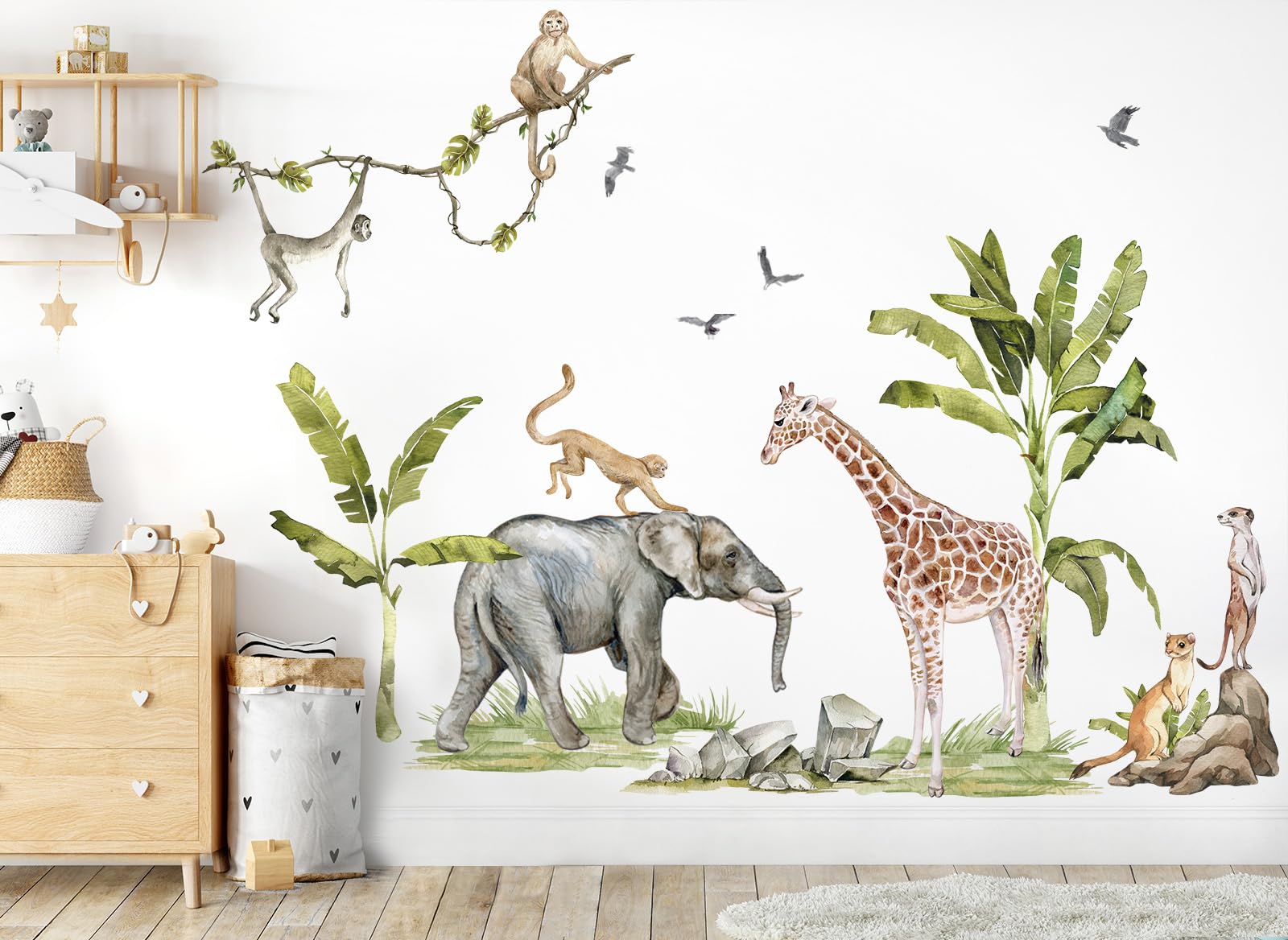 Grandora XXL Wandsticker Set Safari Baum Tiere Wandtattoo für Kinderzimmer DL764-5